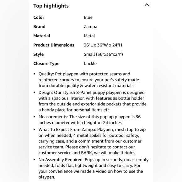 Zampa Portable, foldable Pet Playpen - small to Med pets - EUC - only used once - Picture 10 of 16